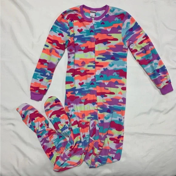 Circo Pajamas Neon Camo Camouflage Soft Fleece Footed Feetie